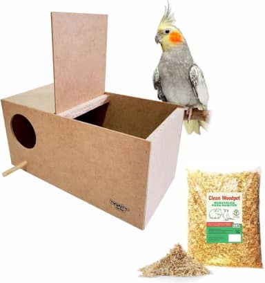 Ninho para Calopsita Grande em Madeira MDF MDP, Casinha para Pássros para Reprodução