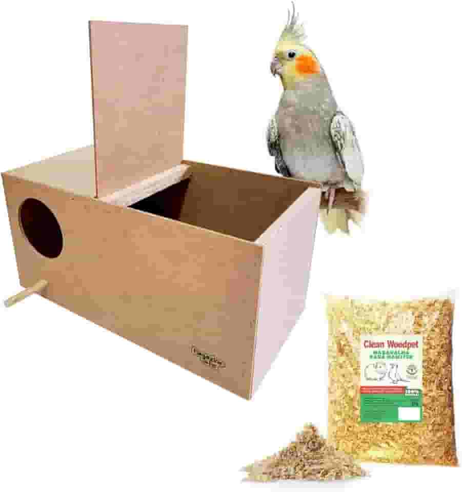 Ninho para Calopsita Grande em Madeira MDF MDP, Casinha para Pássros para Reprodução