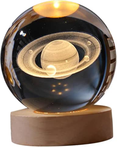 Luminária de Mesa LED Bola de Cristal 3D Space Brilhante (Saturno)