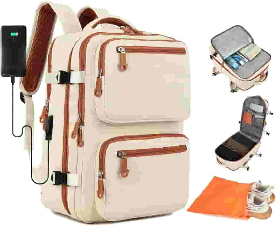 Mochila de Viagem Masculina Feminina Reforçada Executiva Grande Mochila para Notebook Trabalho Viagem Escola com Cabo de Aço Impermeável com Saídas USB Unissex + Capa para Tenis