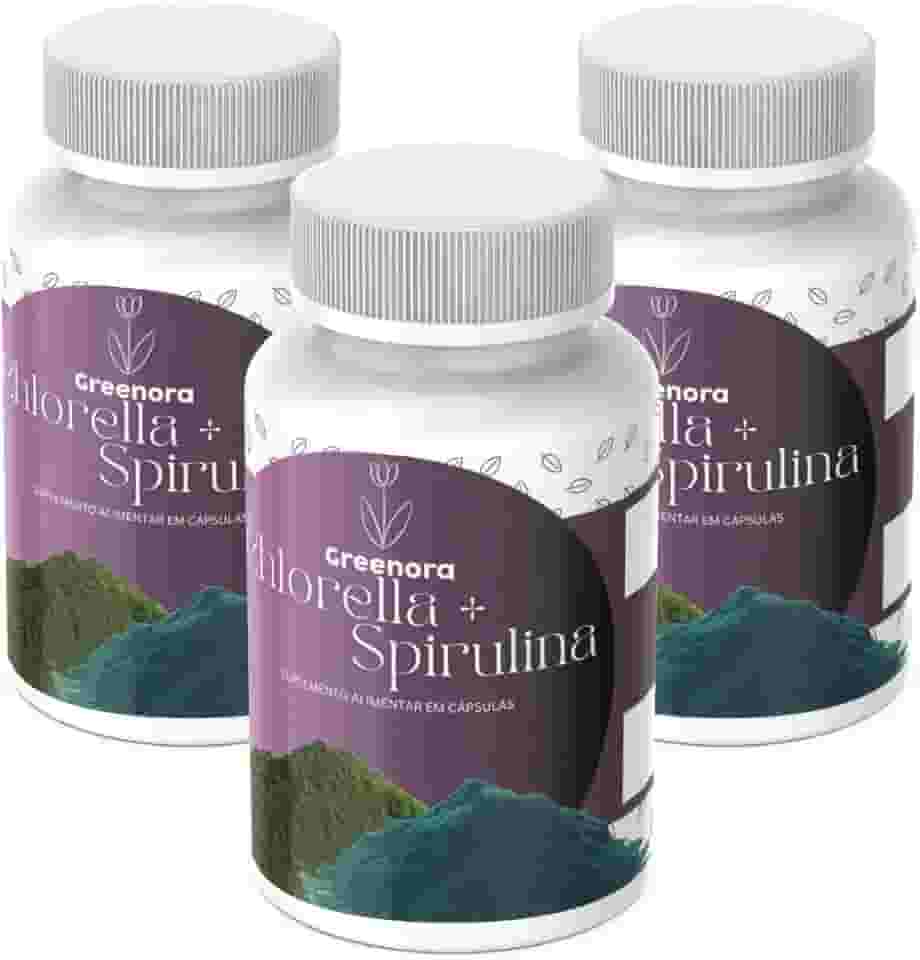 Chlorella + Spirulina - 120 Cápsulas - Greenora (Kit 3)