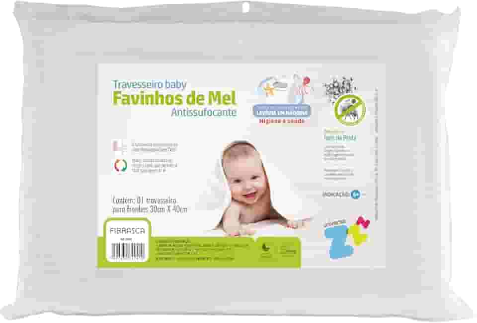 Travesseiro Favinhos Baby Antissufocante Lavável Revestimento Fibrasca Branco 30x40 cm
