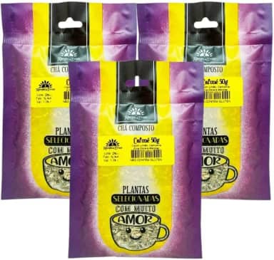 Kampo de Ervas, Kit 3 Chá Misto Cafuné Melissa Camomila Capim L Erva Doce 50