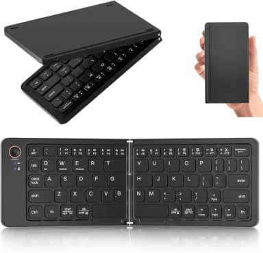 Teclado Bluetooth dobrável – ultrafino, portátil, tamanho de bolso, teclado de viagem sem fio recarregável, compatível com iOS, Android, Windows, para smartphone, tablet, iPad, iPhone, laptop