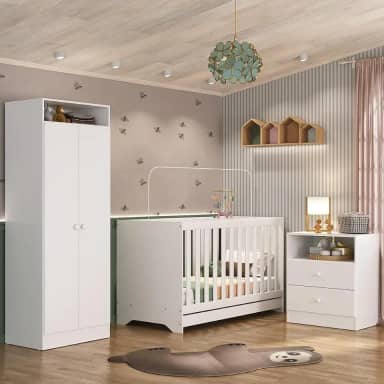 Quarto Infantil Completo Encanto Multimóveis Branco com Colchão Incluso – 3 Anos de Garantia Estrutural