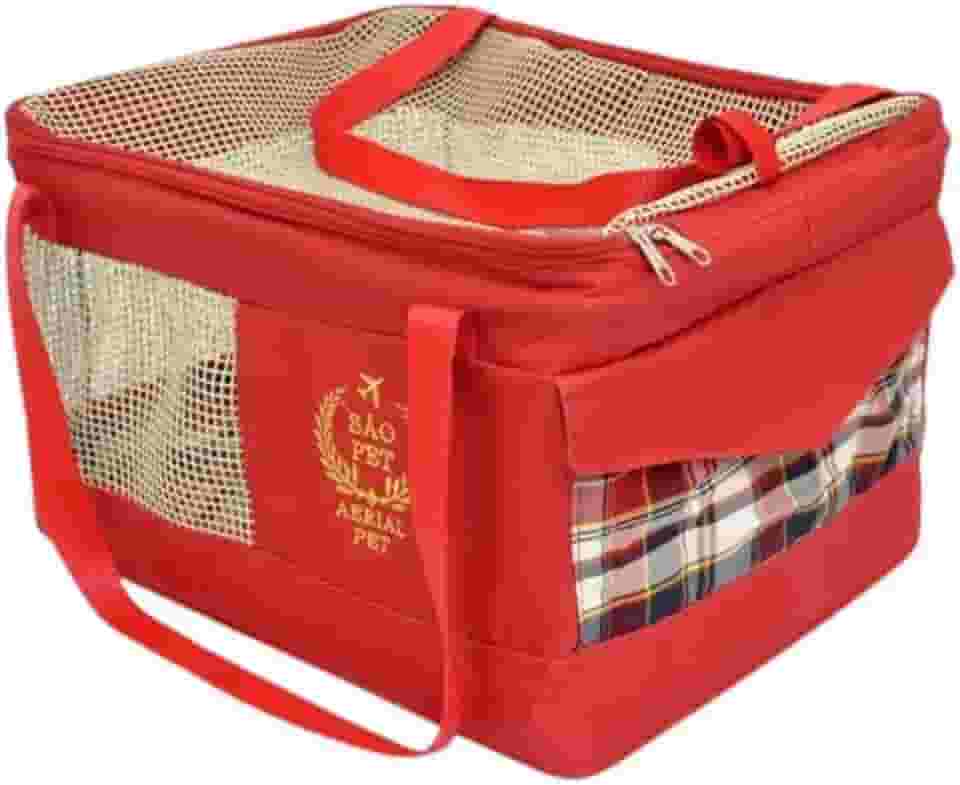 São Pet Bolsa Aerial Para Transporte De Cães E Gatos Em Avião (43X32X24 Cm) Vermelha