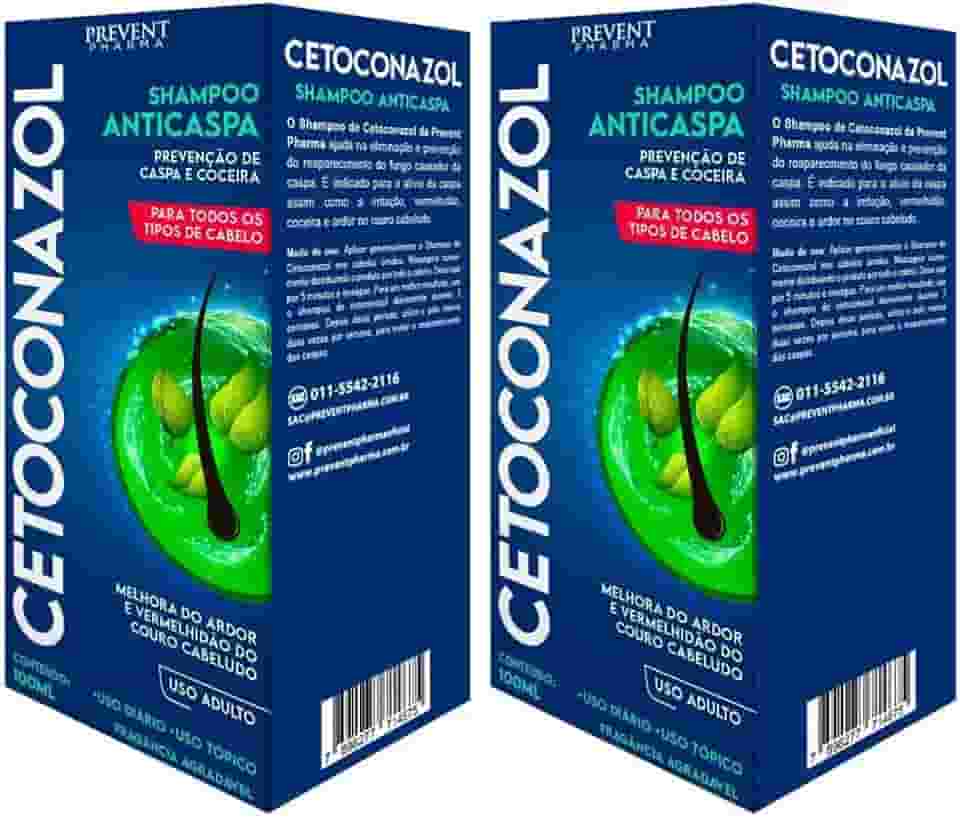 Kit 2 Shampoo Cetoconazol Prevenção Anticaspa Coceira Vermelhidão 100ml Prevent Pharma