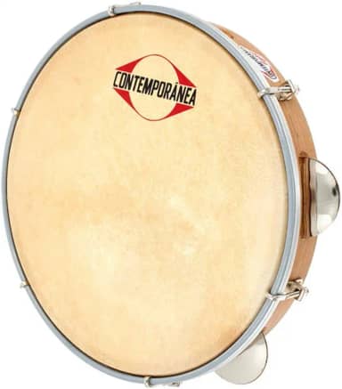 Pandeiro Contemporânea 10' Madeira Pele Couro Cromado 20c