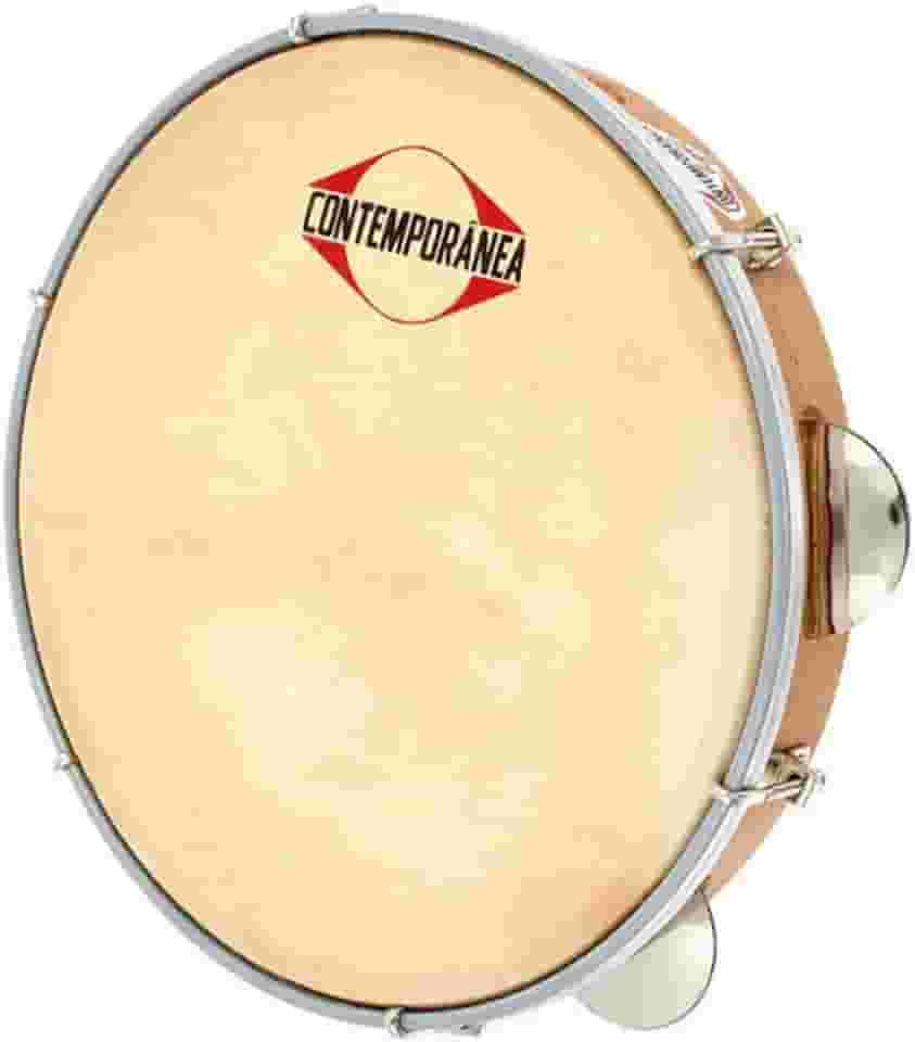 Pandeiro Contemporânea 10' Madeira Pele Couro Cromado 20c