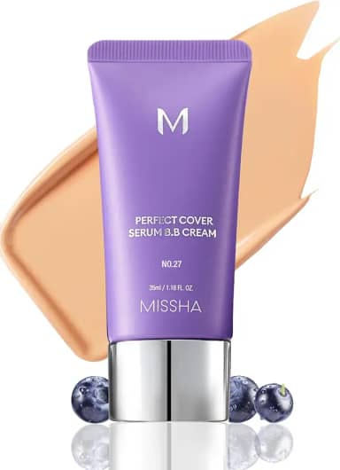 MISSHA M PERFECT COVER SERUM BB CREAM Nº 27 mel bege - médio com tom frio/neutro, BB Cream da Cardi B Pick, tonalidade da pele, hidratante matizado, maquiagem de base para cuidados com a pele, 1,18 ml