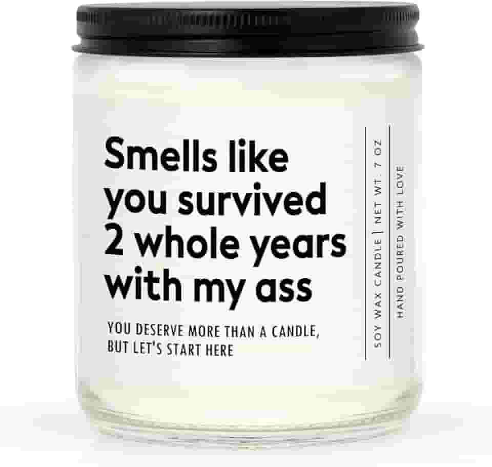 Presente de vela de aniversário de 2 anos para ele, namorado, namorada, esposa, marido, presentes engraçados de aniversário de algodão, presente de aniversário de 2 anos, presente de