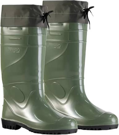 Bota Galocha PVC Flexível Segurança Extra Longo Polaina Verde Reforçada Picada Cobra Jardinagem Pesca Agricultura