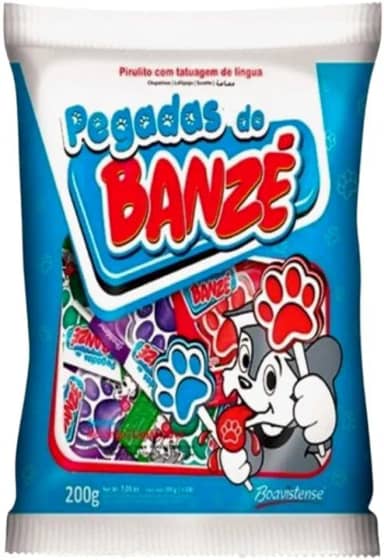 Pirulito Pegadas Do Banzé Florestal 200G, Pirulito Infantil Interativo Com Língua Colorida, Azul, Sabores Frutados De Morango, Limão E Uva, Visual Divertido E Surpreendente, Ideal Para Festas E Brinc