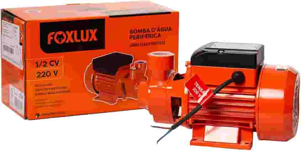 Bomba D’água Periférica Foxlux – 1/2 CV (370 watts) – 220 V – 2400 litros/hora – Hm: 30mca – Hs: 7mca – Metal – Laranja