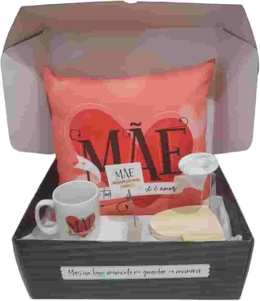 Super Kit Presente Dia Mães Almofada Caneca Mini Coador Café (Rosa)
