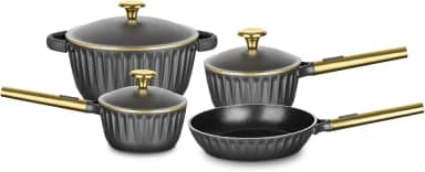 Jogo de Panelas Linha Concept Gold Alumínio Injetado 4 Peças na cor Preta MTA - 1212