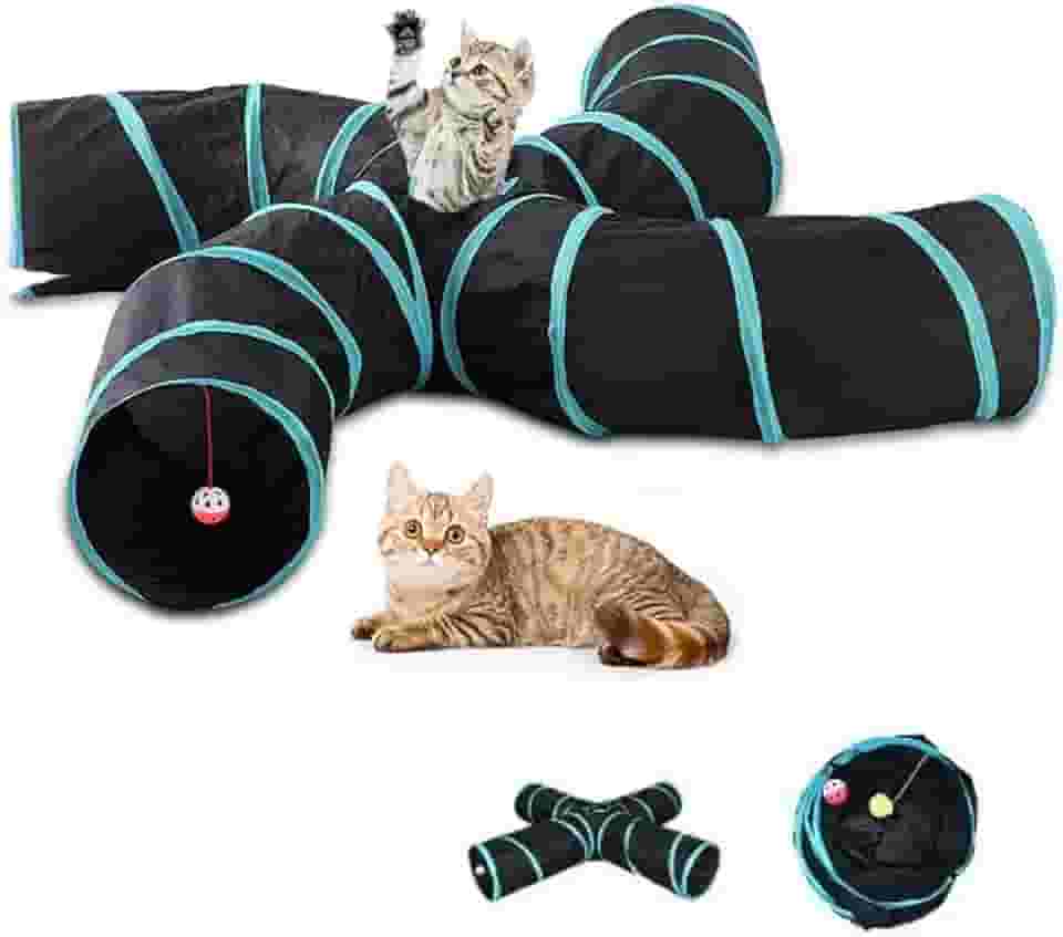 Brinquedo Túnel Pet Para Gato Interativo 4 Saídas Dobrável,Brinquedos de túnel para animais de estimação