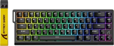 ATTACK SHARK X68HE Teclado mecânico para jogos Rapid Trigger 60% com fio TKL com atuação ajustável, interruptor magnético de efeito Hall,taxa de pesquisa de 8 KHz,RGB,montagem superior,PC Mac(Preto)