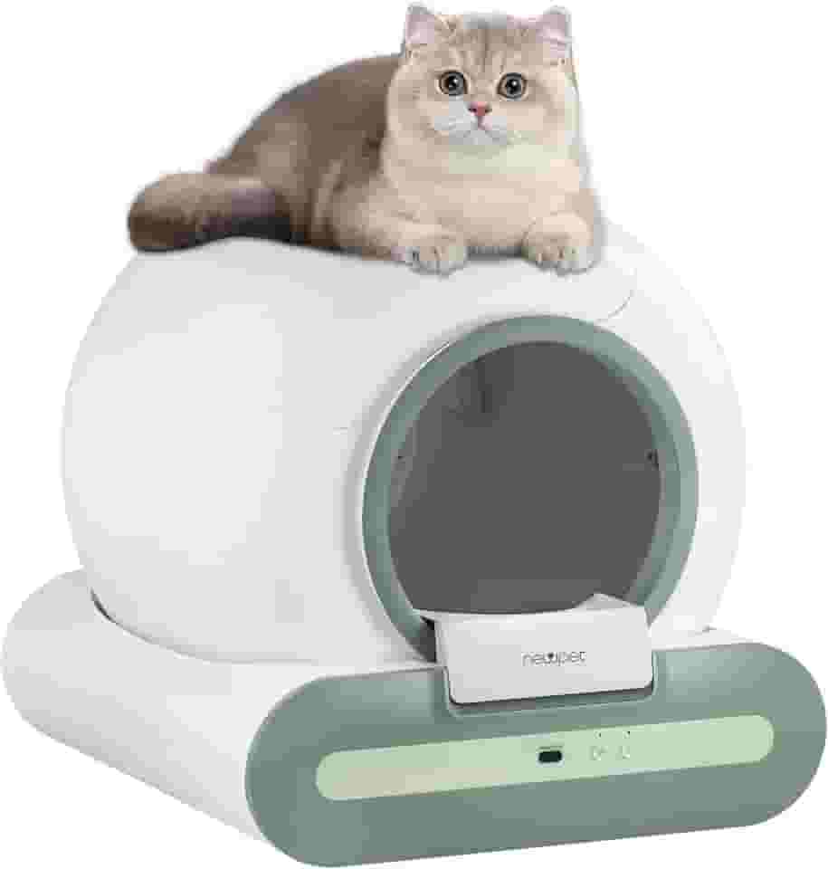 65L Caixa de areia para gatos com autolimpeza inteligente, robô de limpeza automática com de grande capacidade/controle APP/desodorizador iônico para vários gatos