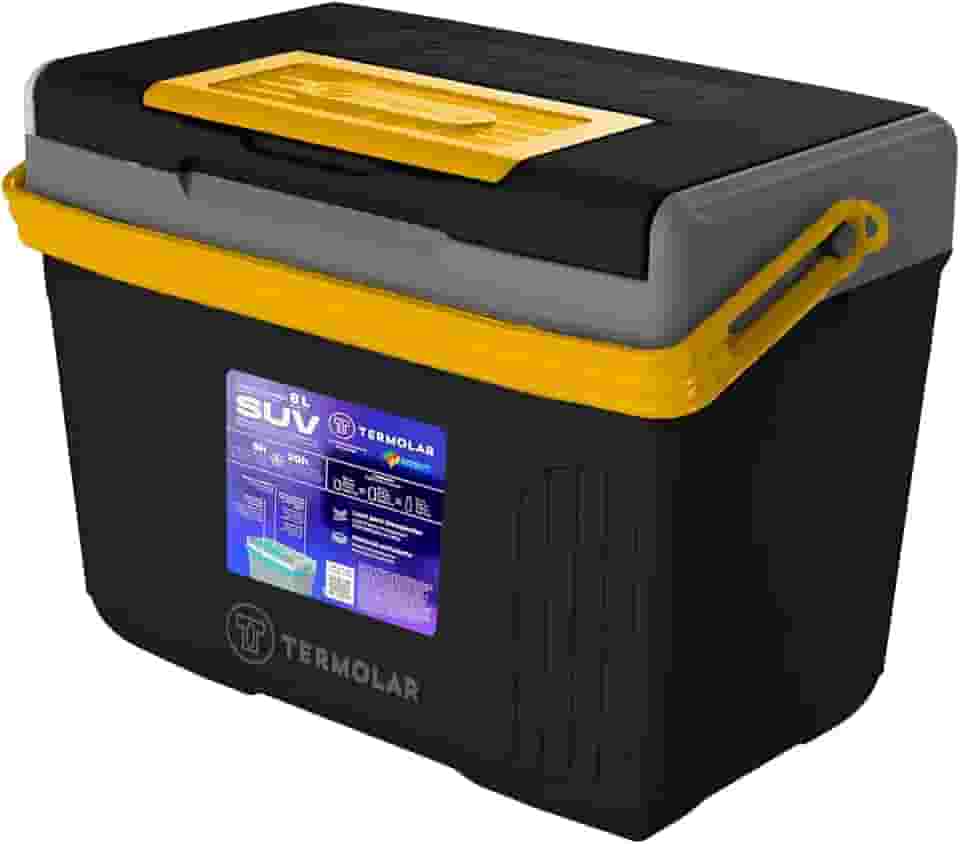 Caixa Termica Suv Cooler Com Alça 8 Litros Praia Pesca Camping Cor Preto E Amarelo Termolar