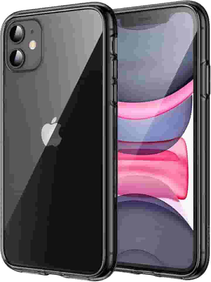 JETech Capa para iPhone 11 6,1 Polegadas, Case Protetora de Telefone à Prova de Choque Não-Amarelecimento, Capinha Parte Traseira Transparente Anti-Riscos (Preto)