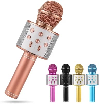 Microfone Karaoke Infantil - Sem Fio Recarregável USB para Crianças Menina Menino - Festas - Eventos - Carnaval - Churrascos - (Diversas Cores) - Metal -