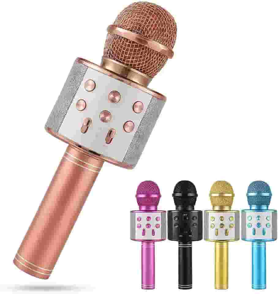 Microfone Karaoke Infantil - Sem Fio Recarregável USB para Crianças Menina Menino - Festas - Eventos - Carnaval - Churrascos - (Diversas Cores) - Metal -