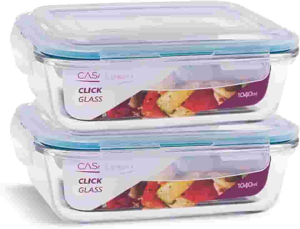 Conjunto 2 Potes Vidro 1040ml Marmita Mantimentos Hermetico