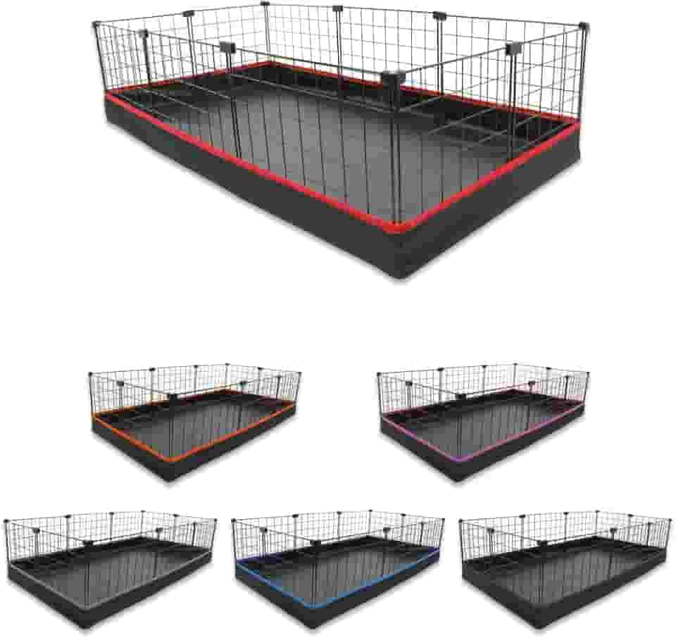 Cercado Aramado Pet Porquinho da Índia 60x120 com Bandeja Higiênica Tapete Impermeável Fácil de Limpar Cercadinho Coelho Proteção Filhotes de Cachorro