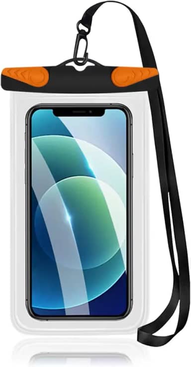 Bolsa à prova d'água, capa impermeável com cordão, bolsa seca para celular IPX8, caiaque, navio de cruzeiro, essencial (preta)