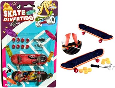 Mini Skate de Dedo Com Acessórios 8 Rodinhas Ferramenta e Parafuso de Montagem