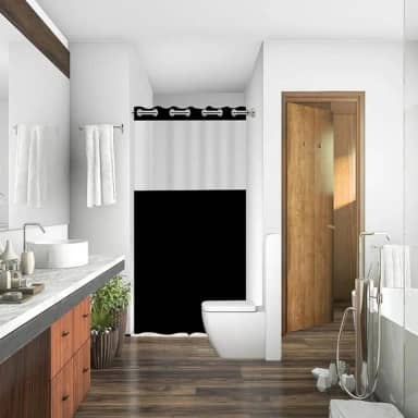 Cortina Persiana para Box de Banheiro Com Visor Antimofo Preta C/Ilhós Impermeavél Premium