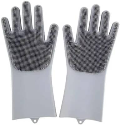 Luva de Silicone com Cerdas para Banho de Pet – Remove Pelos, Massageia e Limpa Cães e Gatos (Cinza)