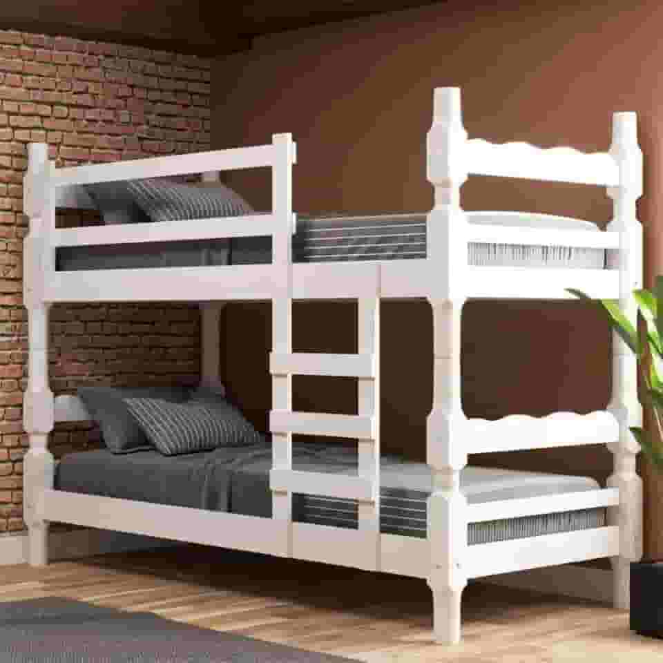 Beliche Madeira Maciça - vira 2 Camas - para Colchão 78/88 x 188cm Porto Multimóveis Vcr4138 Branco