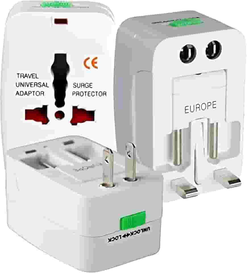 Adaptador de Tomada Universal Premium para Viagem Bivolt 3 Pinos – Compatível Europa, EUA, UK, Japão, Austrália e Mais de 150 Países – Portátil, Ajustável e com Trava de Segurança