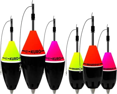 JR Pesca Kit Combo Conjunto Jogo Pack 6 Boias Cevadeira Kuro 52g e Cevadeira Brabinha 38g Pesca Esportiva Lago Pesqueiro Cores Variadas
