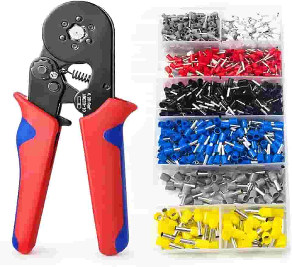 Ferramenta de crimpagem de ponteiras 0,25-6mm² Crimpador hexagonal Crimpador de terminais de fio com catraca autoajustável para terminais de fio e cabos Terminais de fio