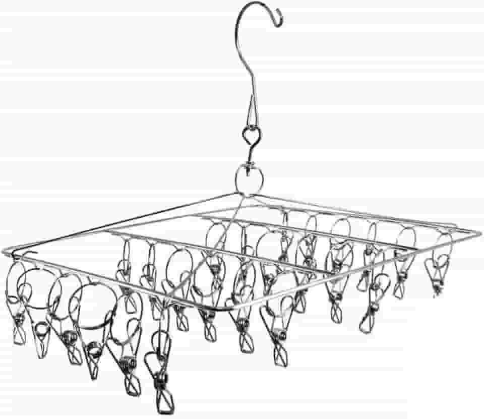 Varal Aço Inox Suspenso Meias Calcinha e Roupa Intima Apartamento Lavanderia -40 Prendedores-Vende Mais (Varal Quadrado Inox)