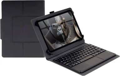 Gshield Capa Case Hybrid Cinza com Teclado Bluetooth ABNT2, Touchpad, Espaço para Caneta e Suporte Kickstand para (Tablet, 9-11 Polegadas)