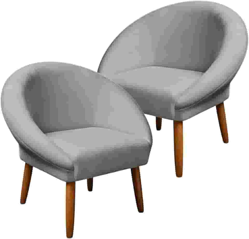 Kit 2 Poltronas Cadeira Decorativa para Sala de Espera Elegante Recepção Pés Palito MOBLAN decor (Cinza)