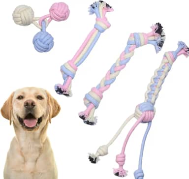 Kit 4 Brinquedo de Corda Pet Mordedor Puxador Resistente Interativo para Cães