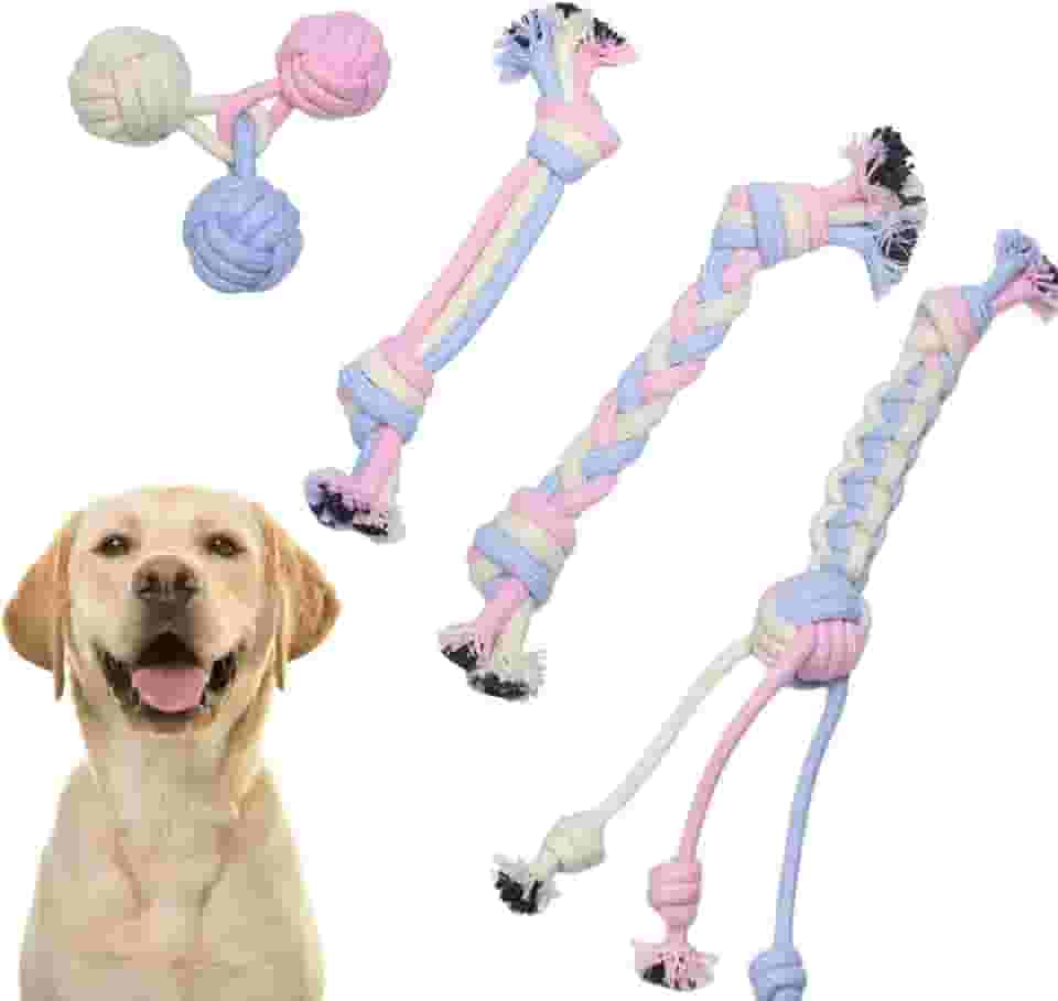Kit 4 Brinquedo de Corda Pet Mordedor Puxador Resistente Interativo para Cães