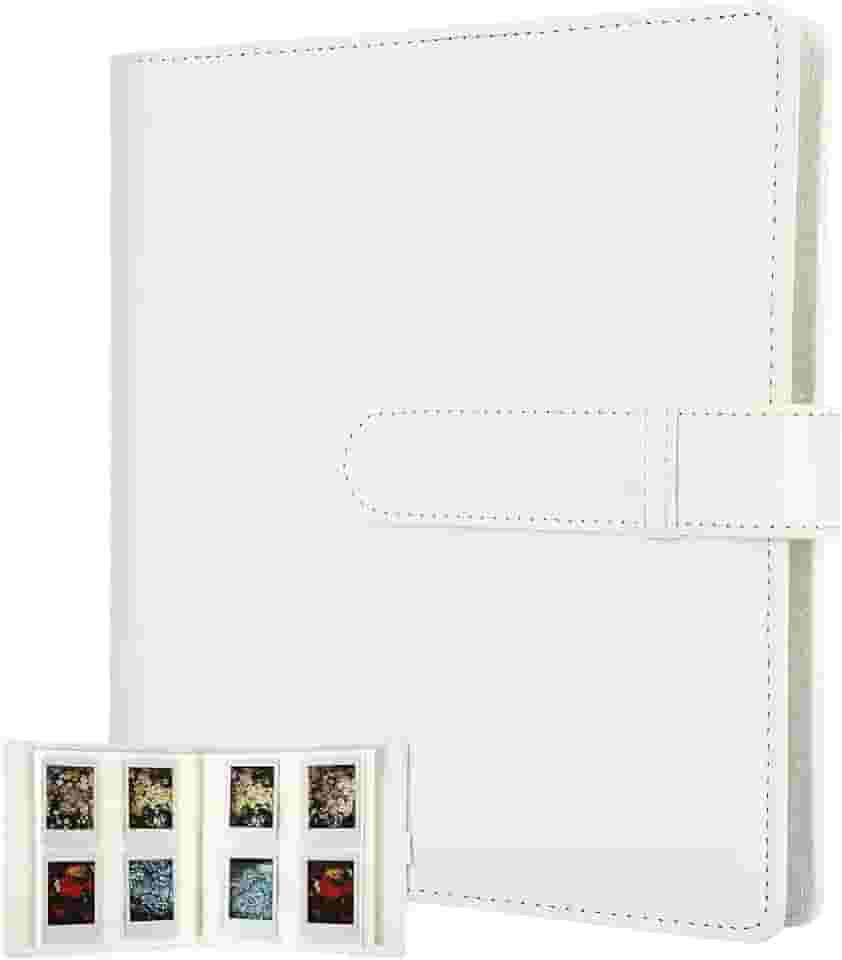 Álbum de Fotos Autocolante 256 Páginas, Album Fotos - Capa em Couro Sintético e Páginas em PVC, Compatível com Instax Mini 12/11/9/8, 3 pol (7.6 cm) (Branco)