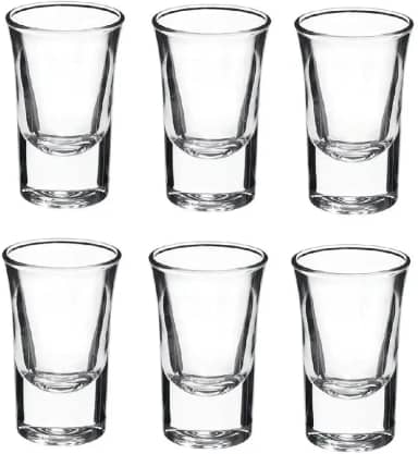 Jogo 6 Copos Shot Vidro Tequila Cachaça Vodka Dose 45ml Bar