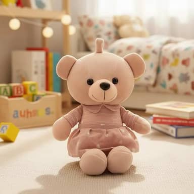 Urso de Pelúcia Antialérgico para Bebê, Ursinho Macio e Fofo, Material Hipoalergênico, Bichinho Pelucia Brinquedo Infantil (ROSA)