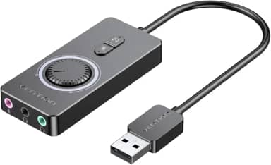 Placa de som USB, placa de som VENTION 3,5 mm, adaptador de áudio USB externo compatível com PC Windows 10, MAC, Linux, laptops, desktops, PS5