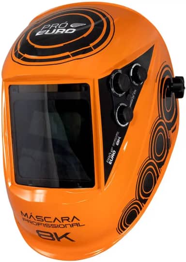 Máscara para Solda 8K Com Escurecimento Automático Três Regulagens e Função True Color e Esmerilhar Cor Laranja - Pró Euro