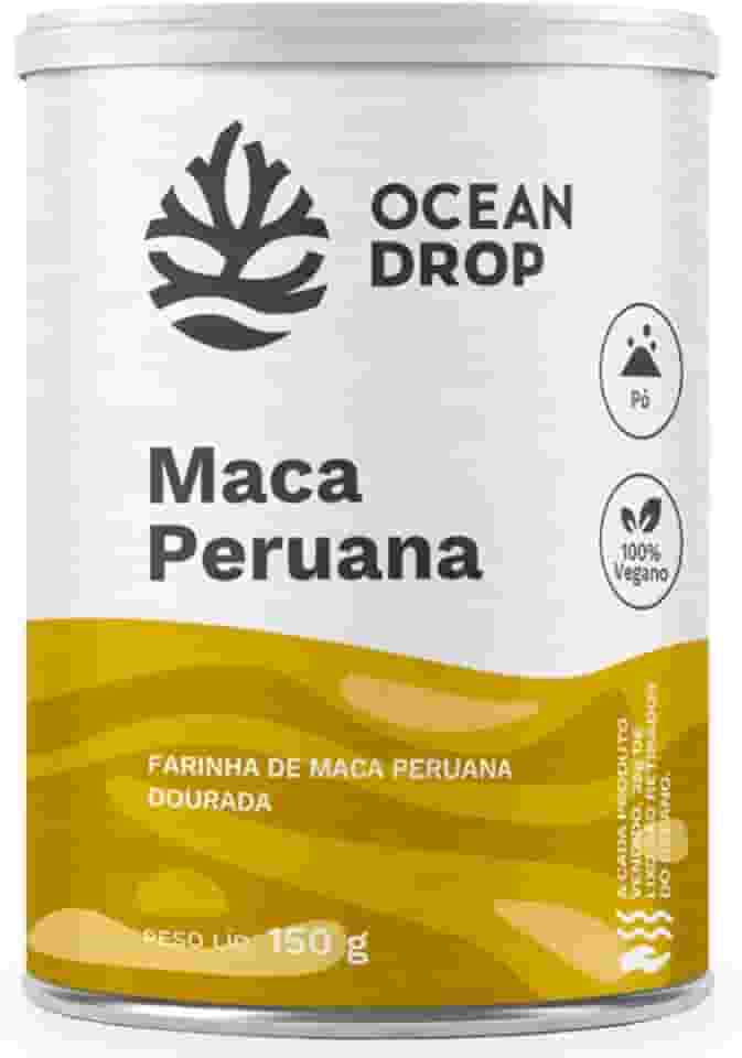 Ocean Drop Maca Peruana Dourada em Pó, 100% Vegano, 150g