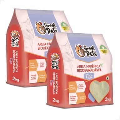 KIT 2 Areias Para Gatos Biodegradavel Mandioca Milho Fina Grossa 4kg (GROSSA)