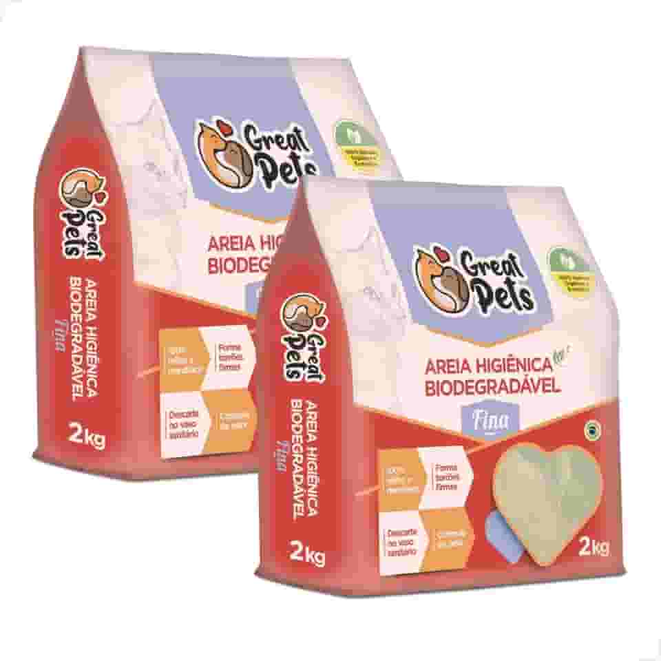 KIT 2 Areias Para Gatos Biodegradavel Mandioca Milho Fina Grossa 4kg (GROSSA)